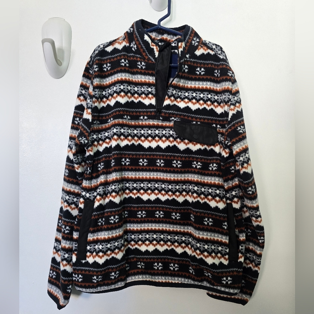 Janie and Jack Cozy Patterned Sweater - Black, White, Orange